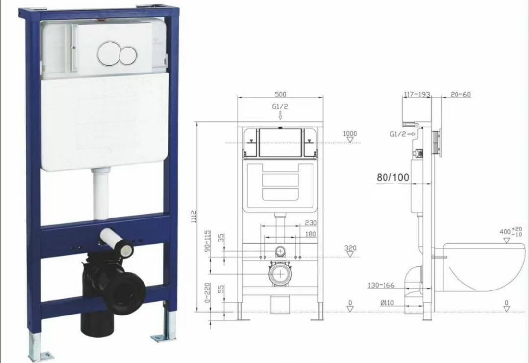 Chi tiết kích thước của két nước bồn cầu AT9560